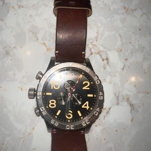 Nixon Watch Black Face/ Brown leather